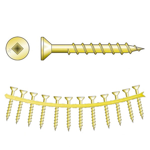 Quikdrive Wood Screw, #8, 1-1/4 in, Yellow-Zinc Coated Flat Head Square Drive WSC114S-17 - main